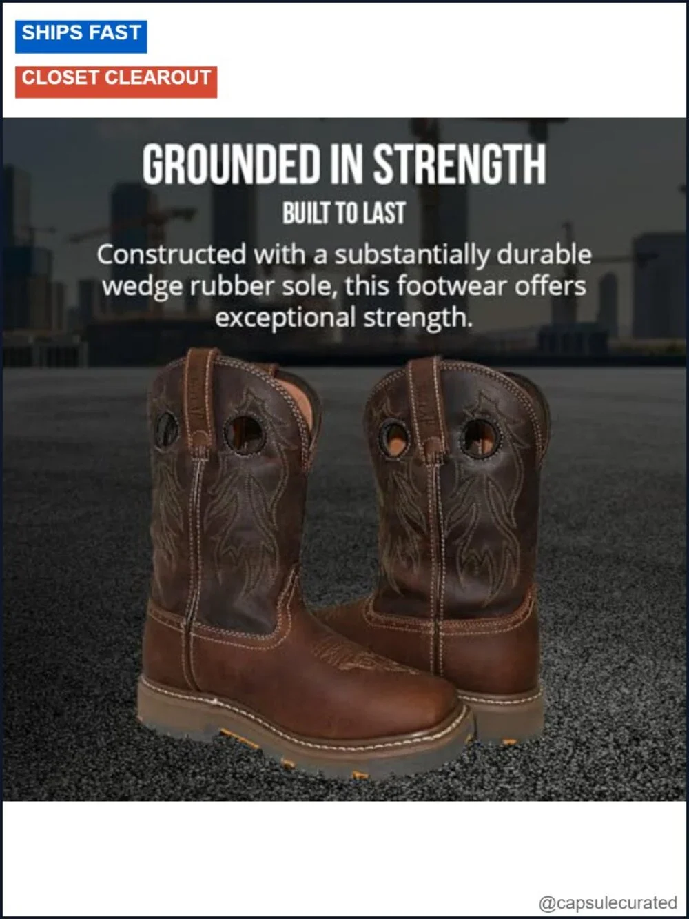 Men's Leather Work Boots Slip Resistant Composite Toe Construction